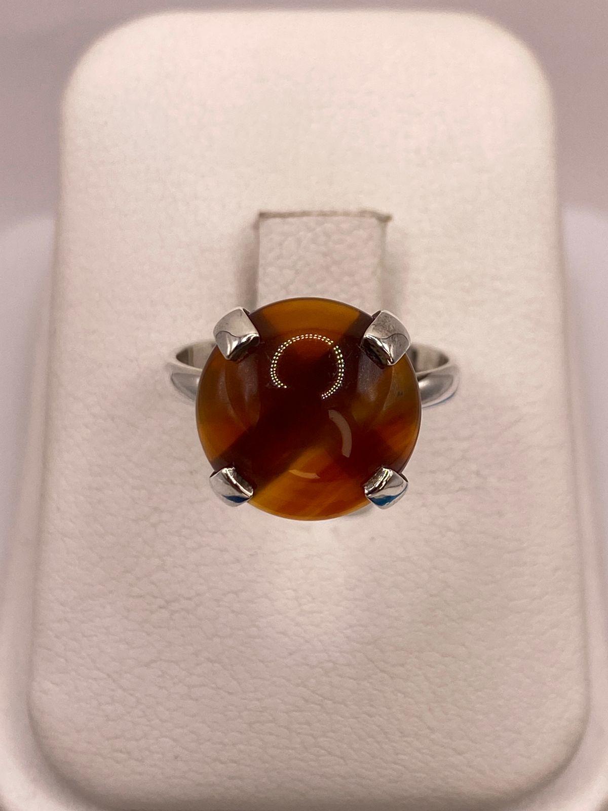 Anillo de Ágata Naranja Natural en Plata .925