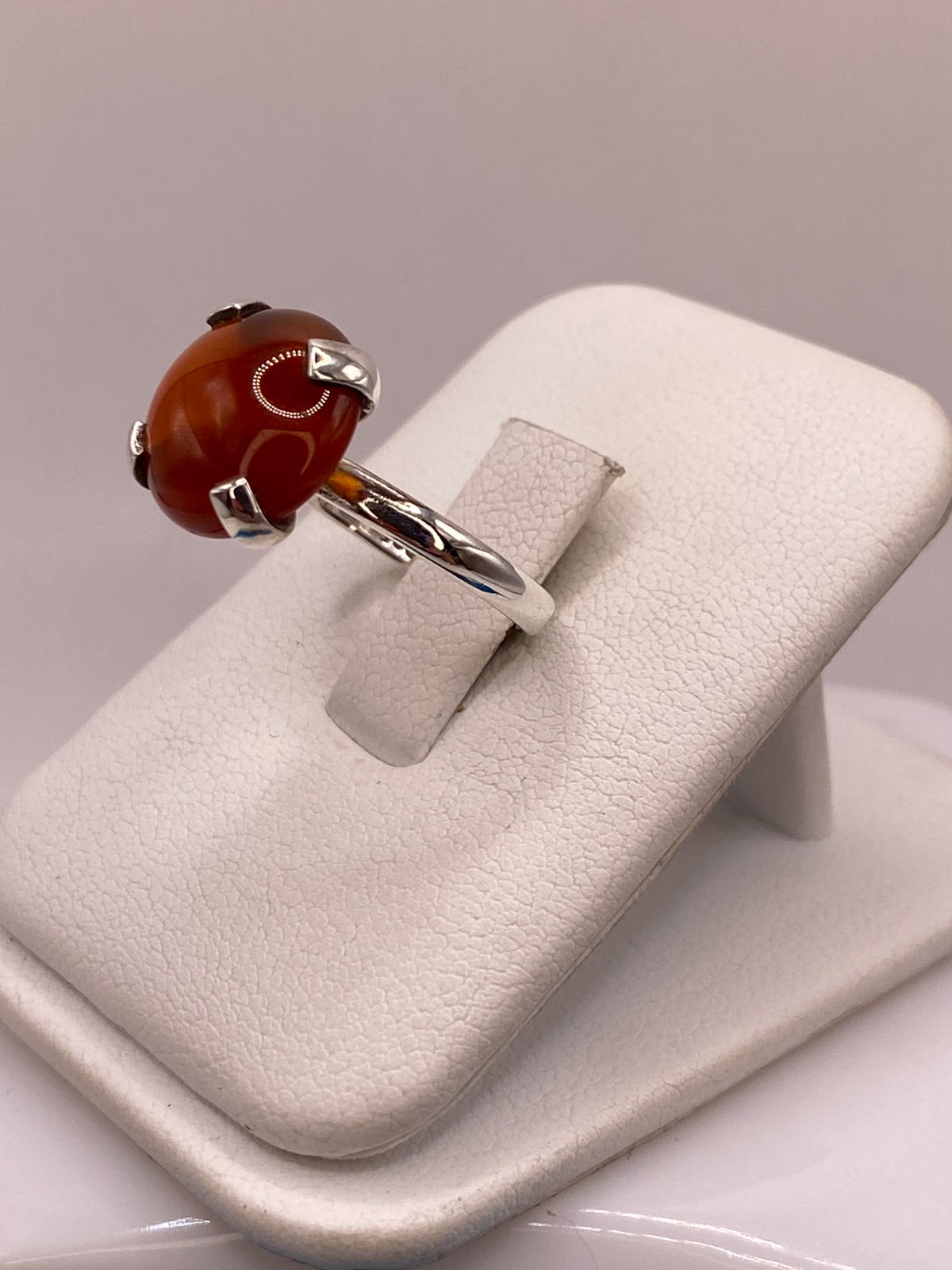Anillo de Ágata Naranja Natural en Plata .925