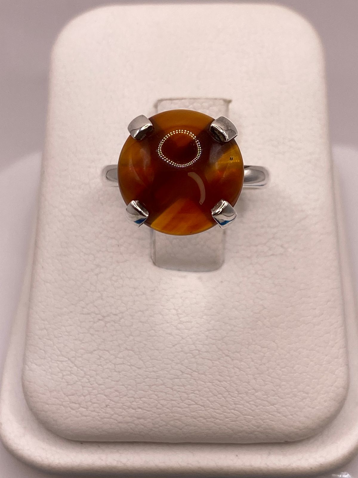 Anillo de Ágata Naranja Natural en Plata .925