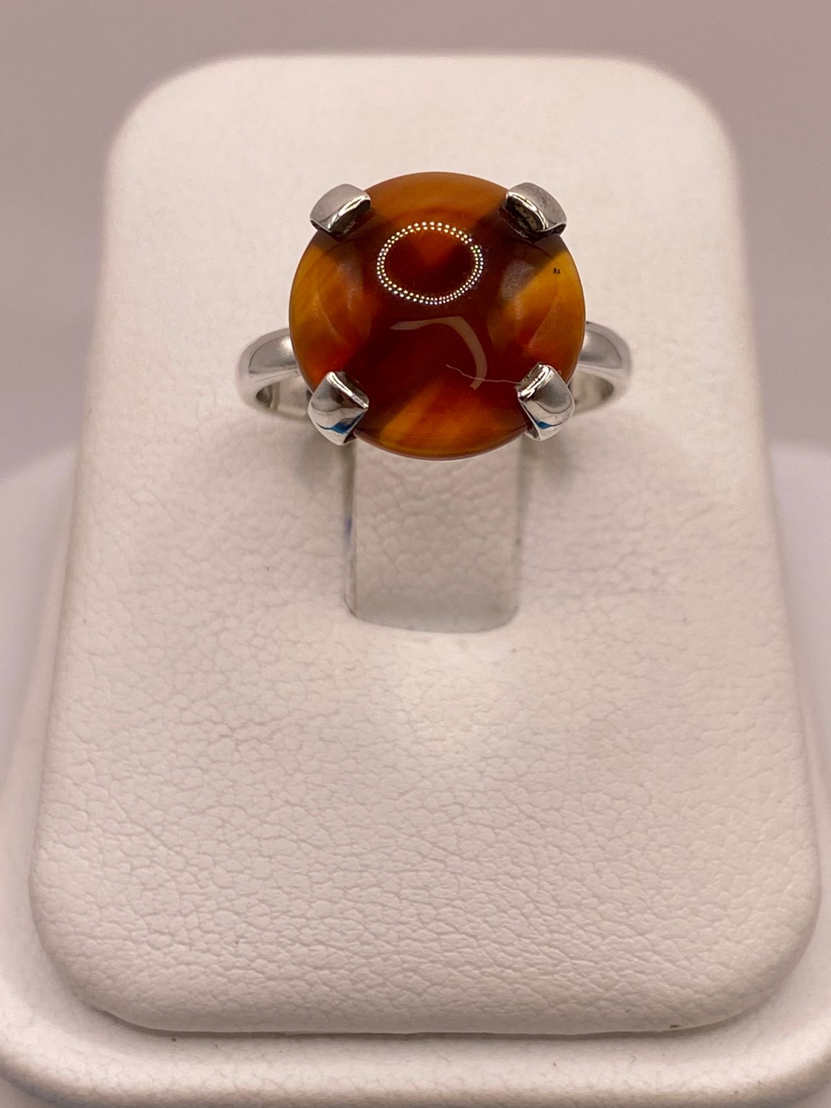 Anillo de Ágata Naranja Natural en Plata .925