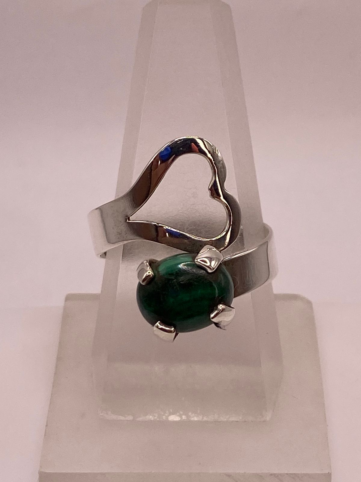 ANILLO AJUSTABLE DE PLATA LEY 925 CON MALAQUITA