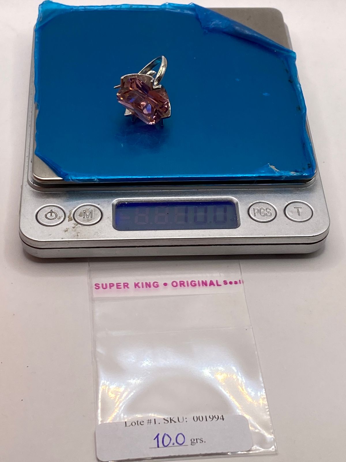 Anillo Ajustable de Plata Ley 925 con Zirconia Rosa Diseño Escultural