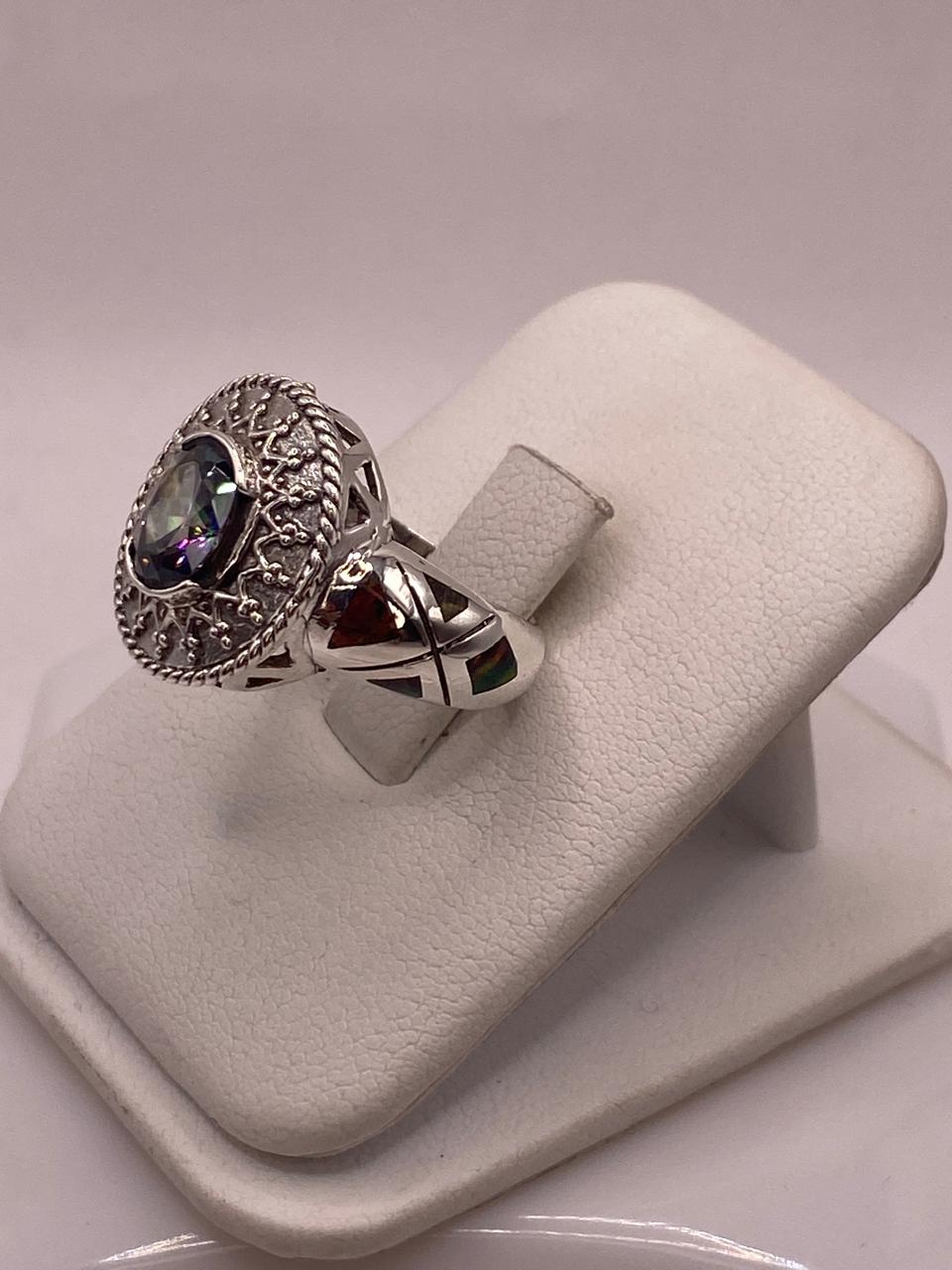 Anillo Artesanal con Ópalo de Fuego y Zirconia en Plata Ley .950