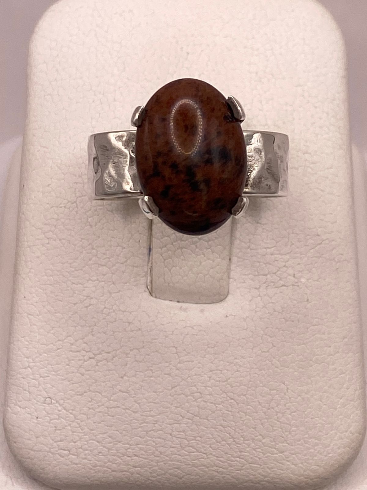 Anillo Artesanal de Plata Ley 925 Acabado Martillado