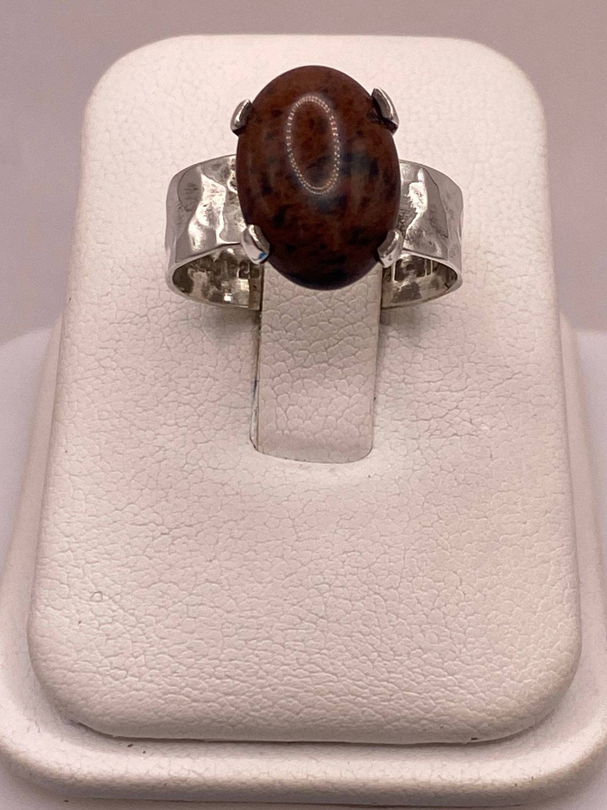 Anillo Artesanal de Plata Ley 925 Acabado Martillado