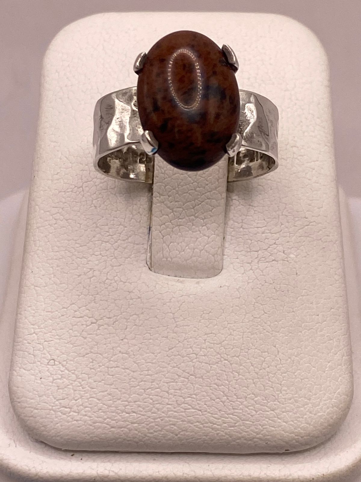 Anillo Artesanal de Plata Ley 925 Acabado Martillado