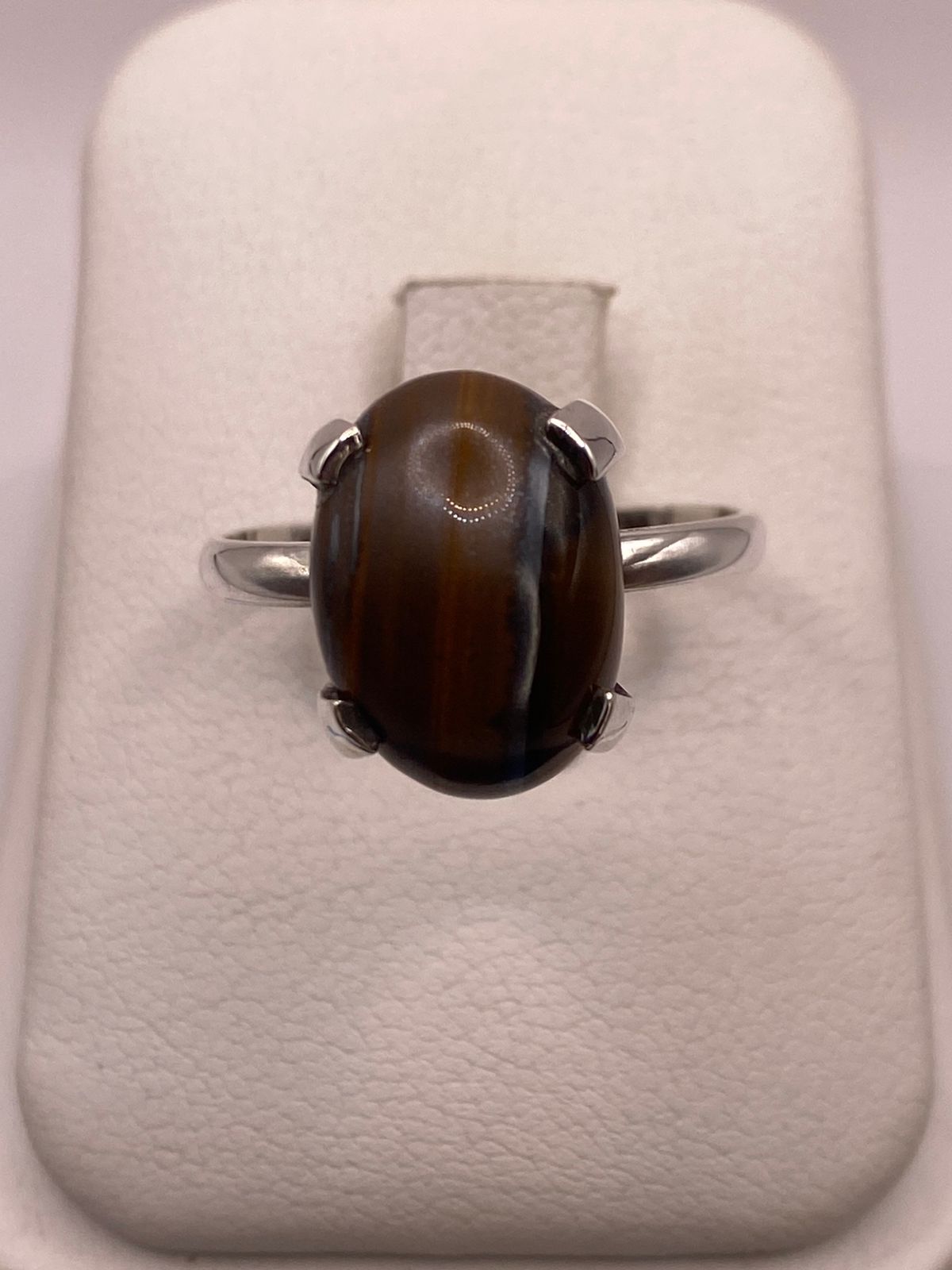 Anillo Artesanal de Plata Ley 925 con Ojo de Tigre Natural