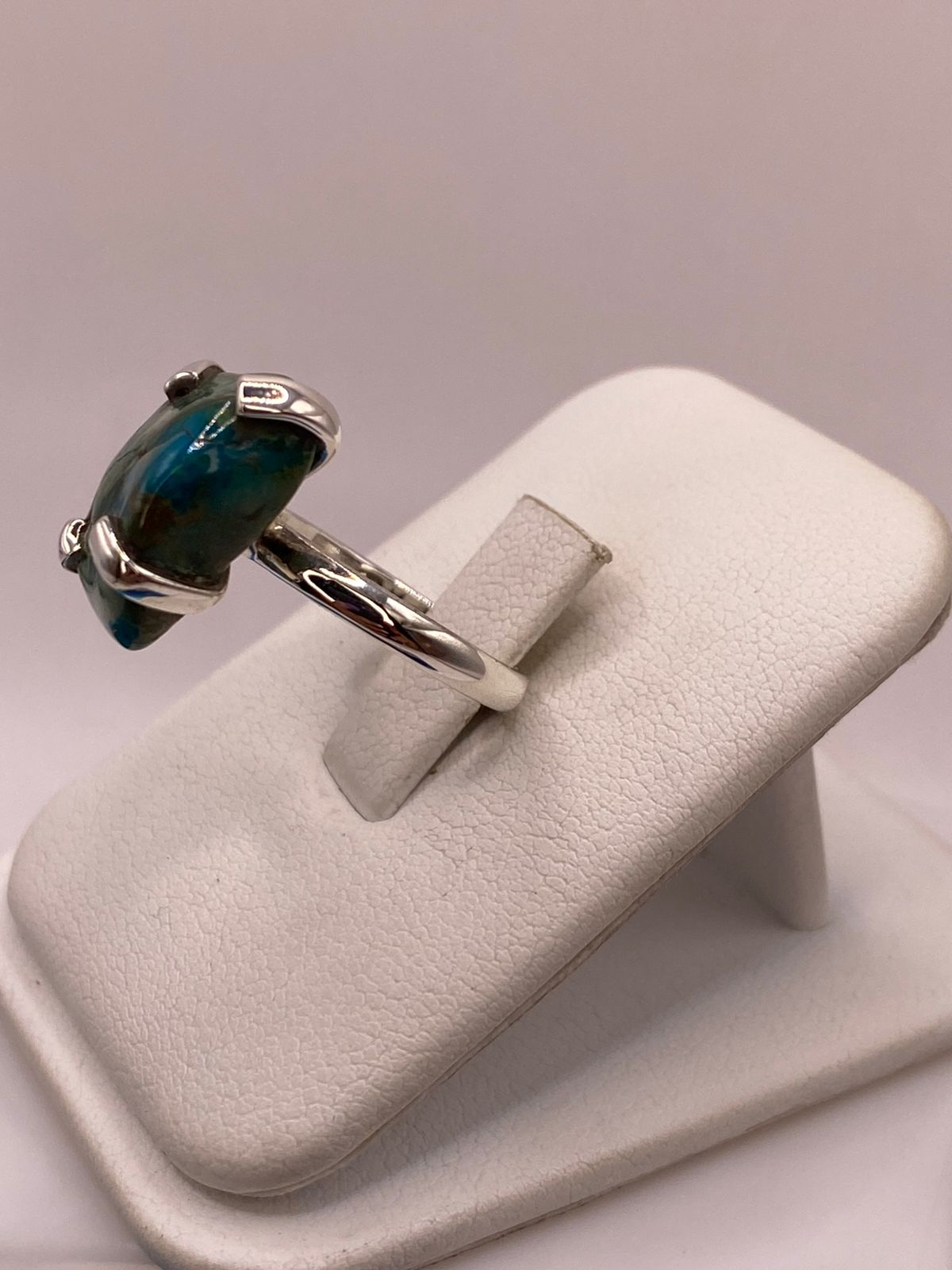 Anillo Artesanal de Plata Ley 925 con Crisocola y Malaquita