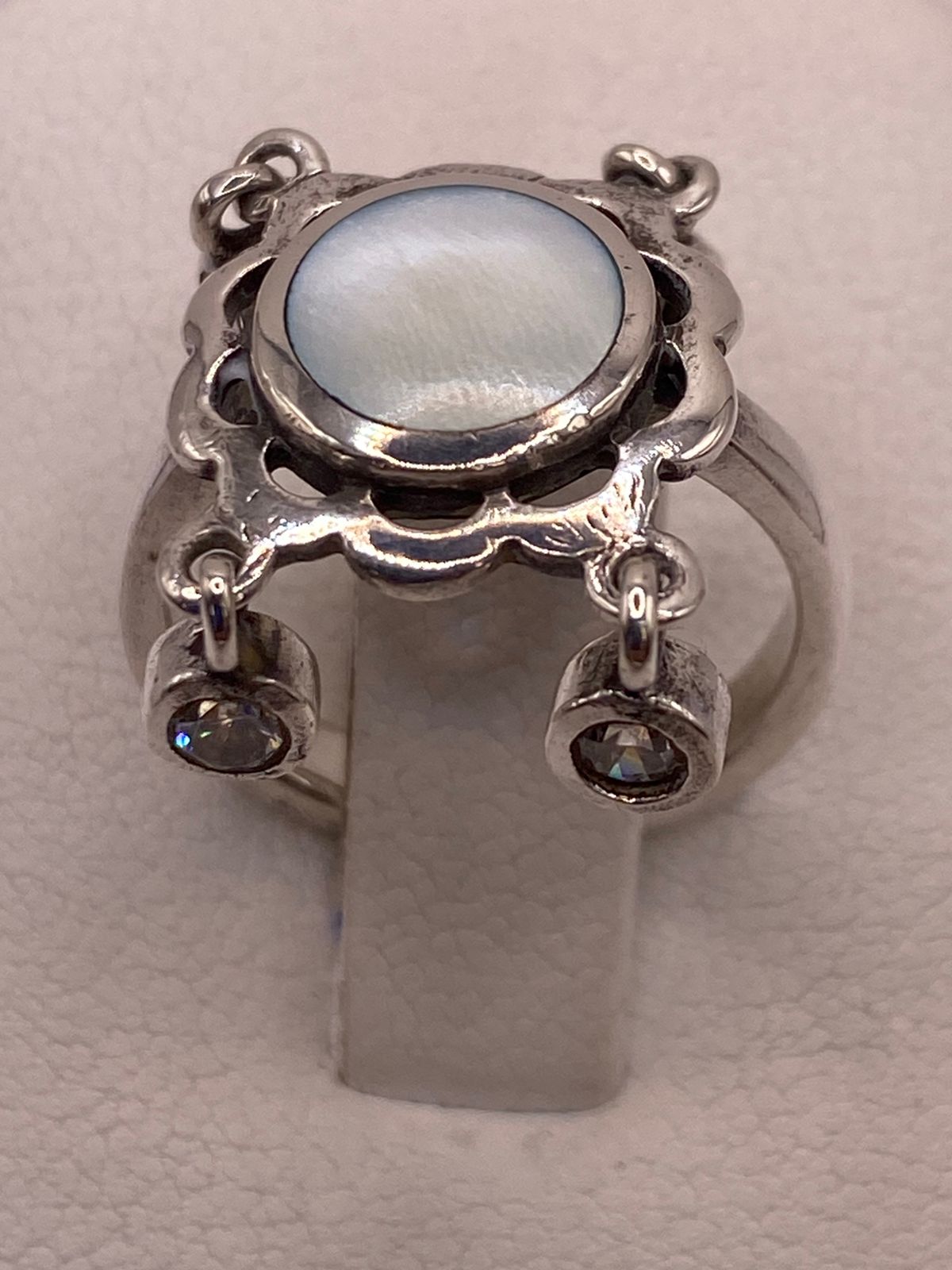 Anillo Artesanal de Plata Ley 925 con Nácar Natural