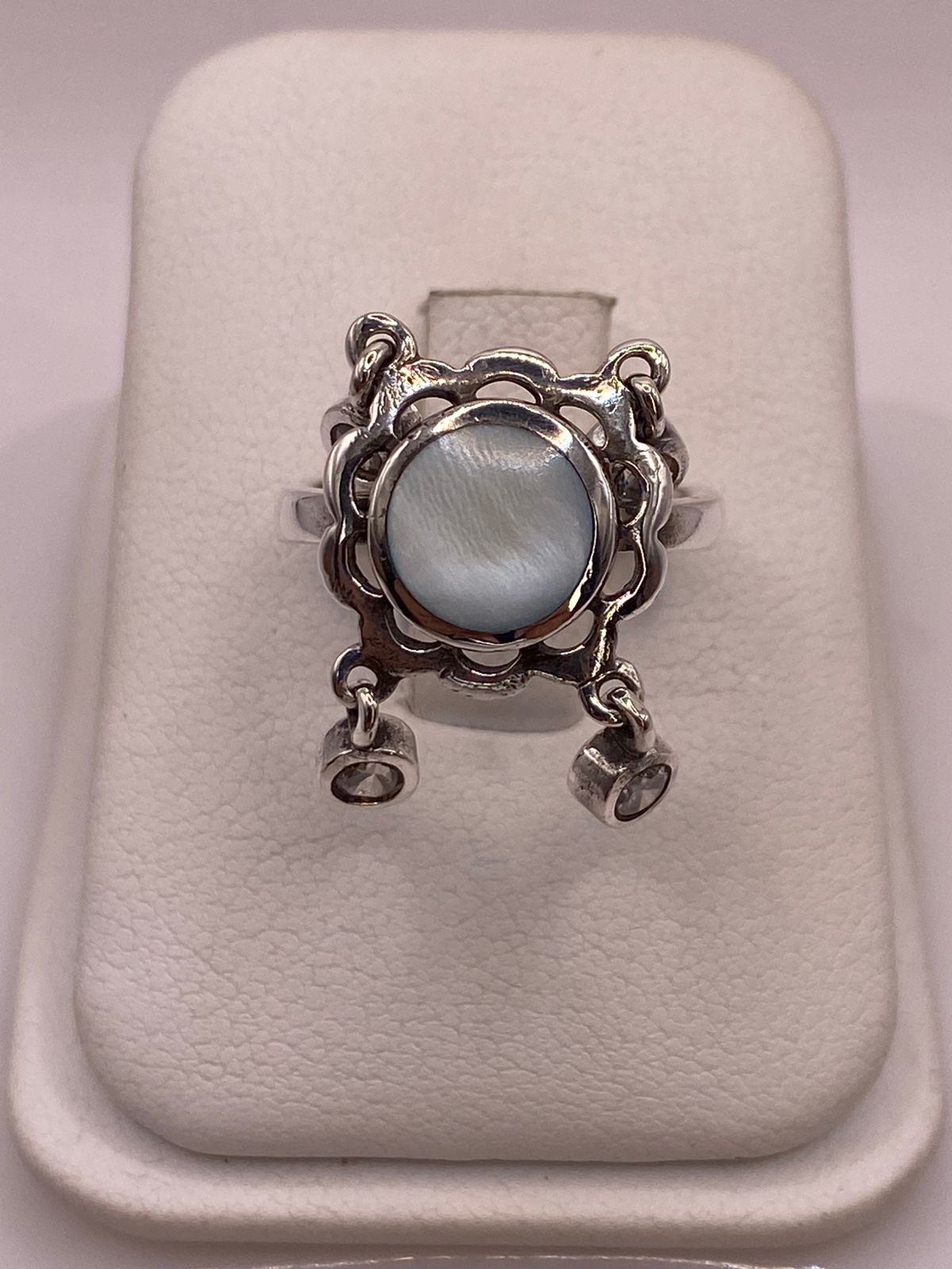 Anillo Artesanal de Plata Ley 925 con Nácar Natural