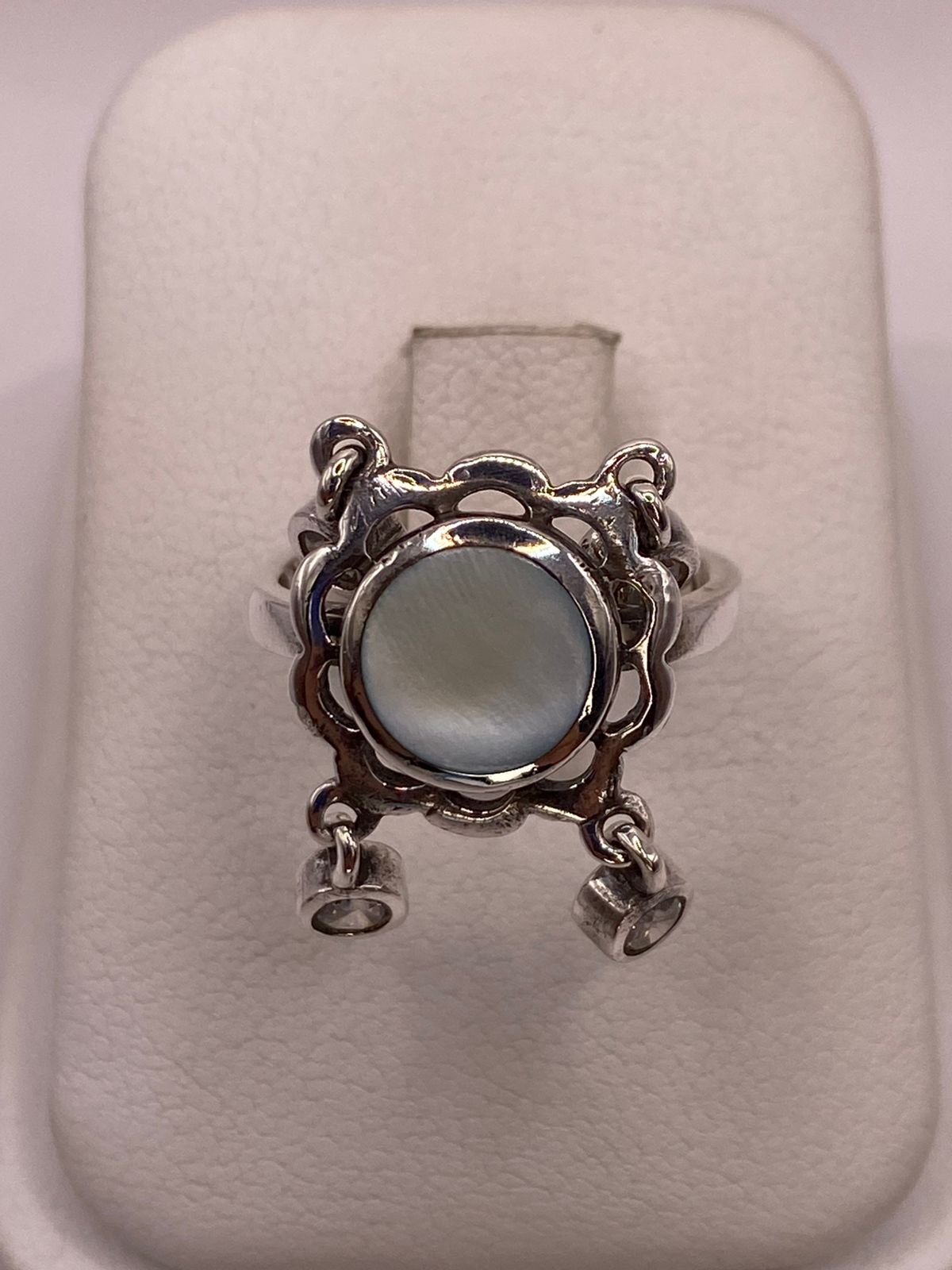 Anillo Artesanal de Plata Ley 925 con Nácar Natural