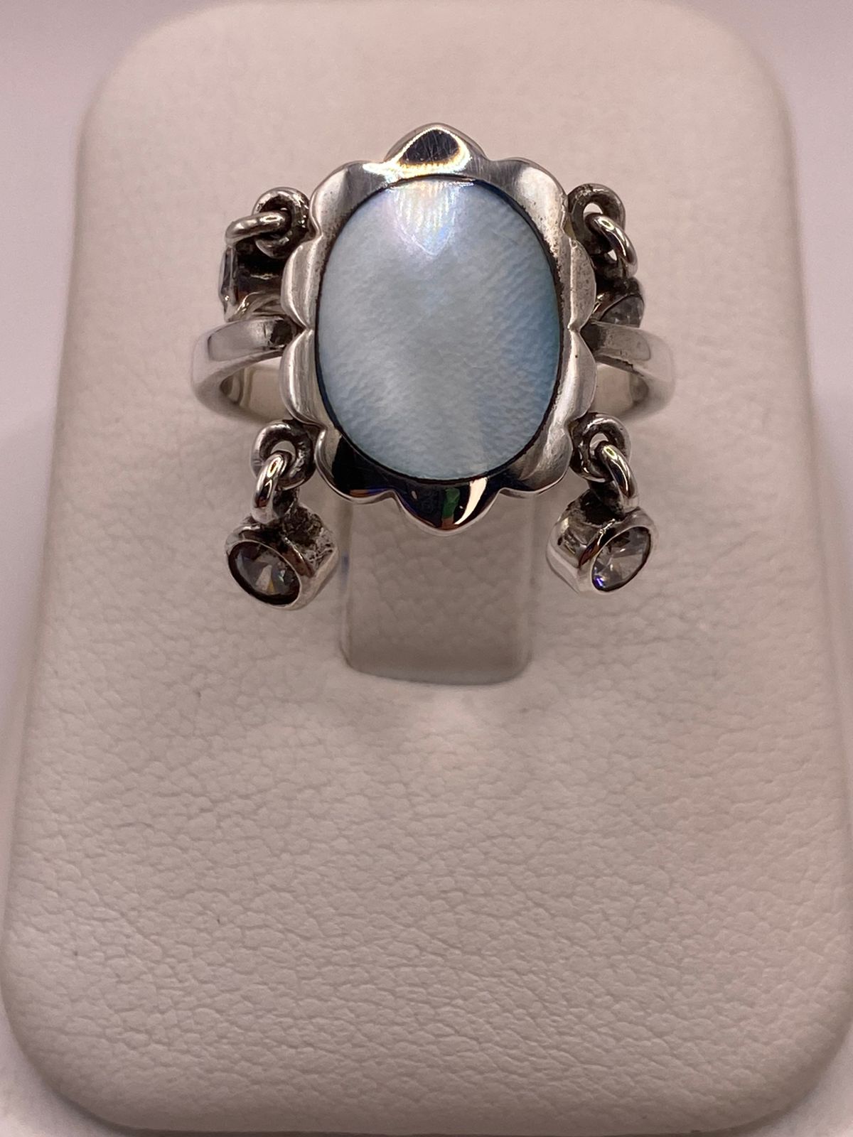 Anillo Artesanal de Plata Ley 925 con Nácar Natural