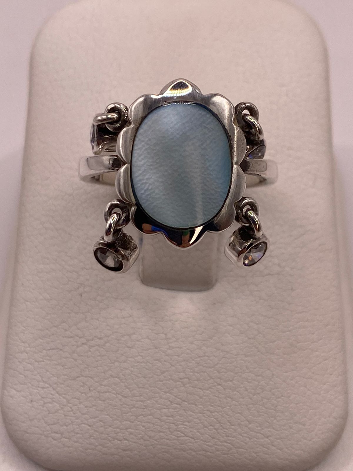 Anillo Artesanal de Plata Ley 925 con Nácar Natural