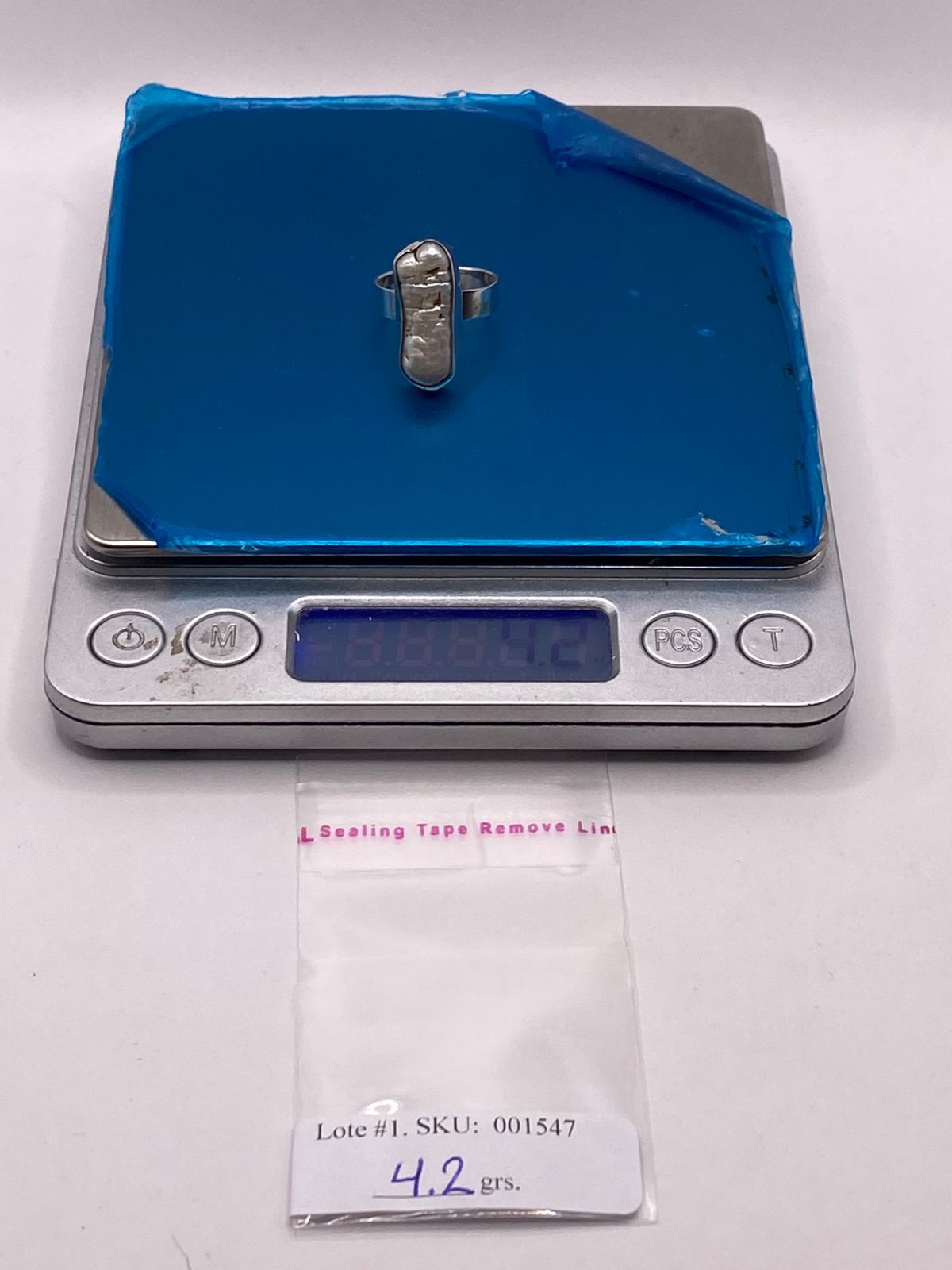 Anillo Artesanal de Plata Ley 925 con Nácar Natural