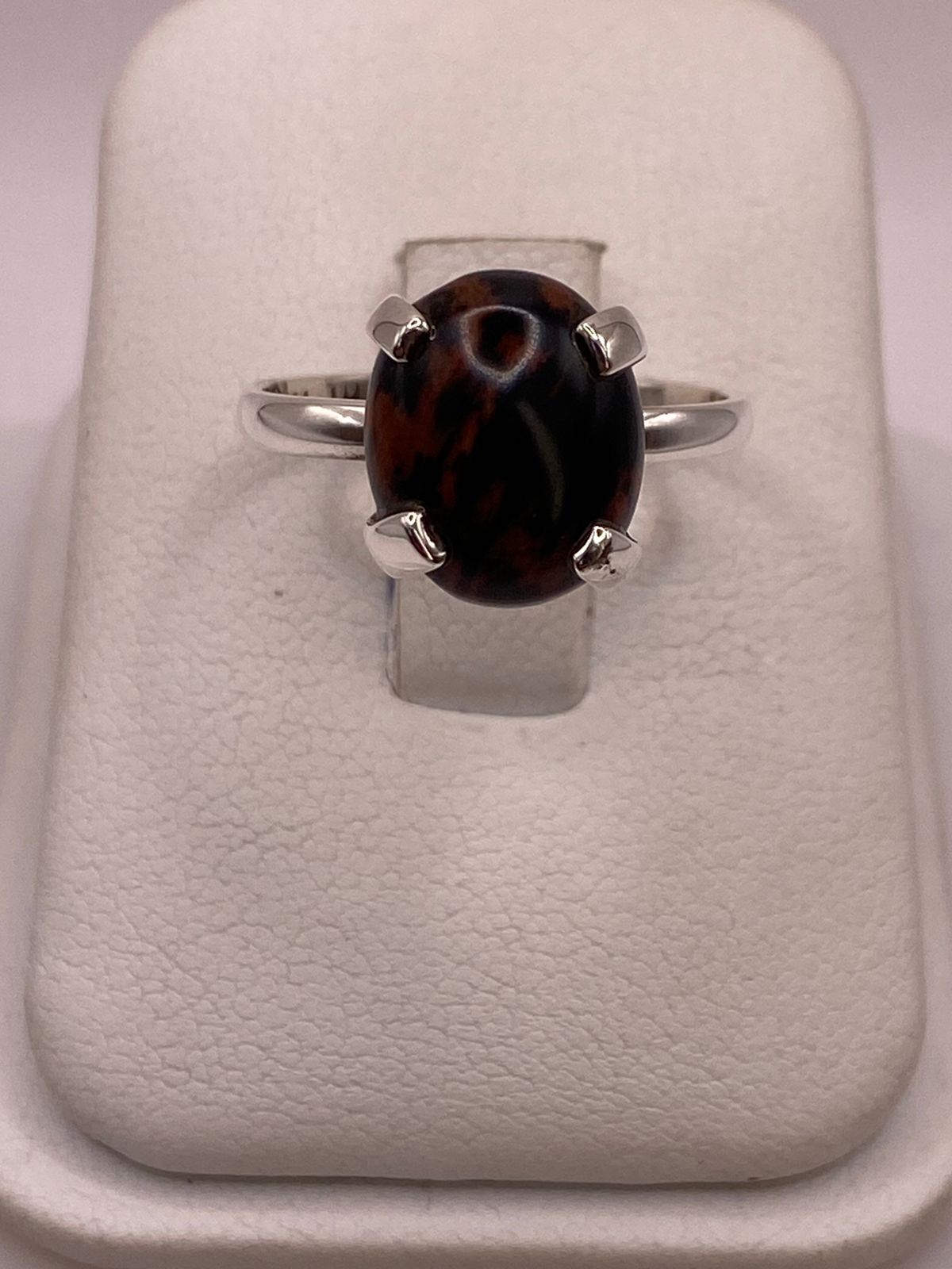 Anillo Artesanal de Plata Ley 925 con Ojo de Tigre Natural