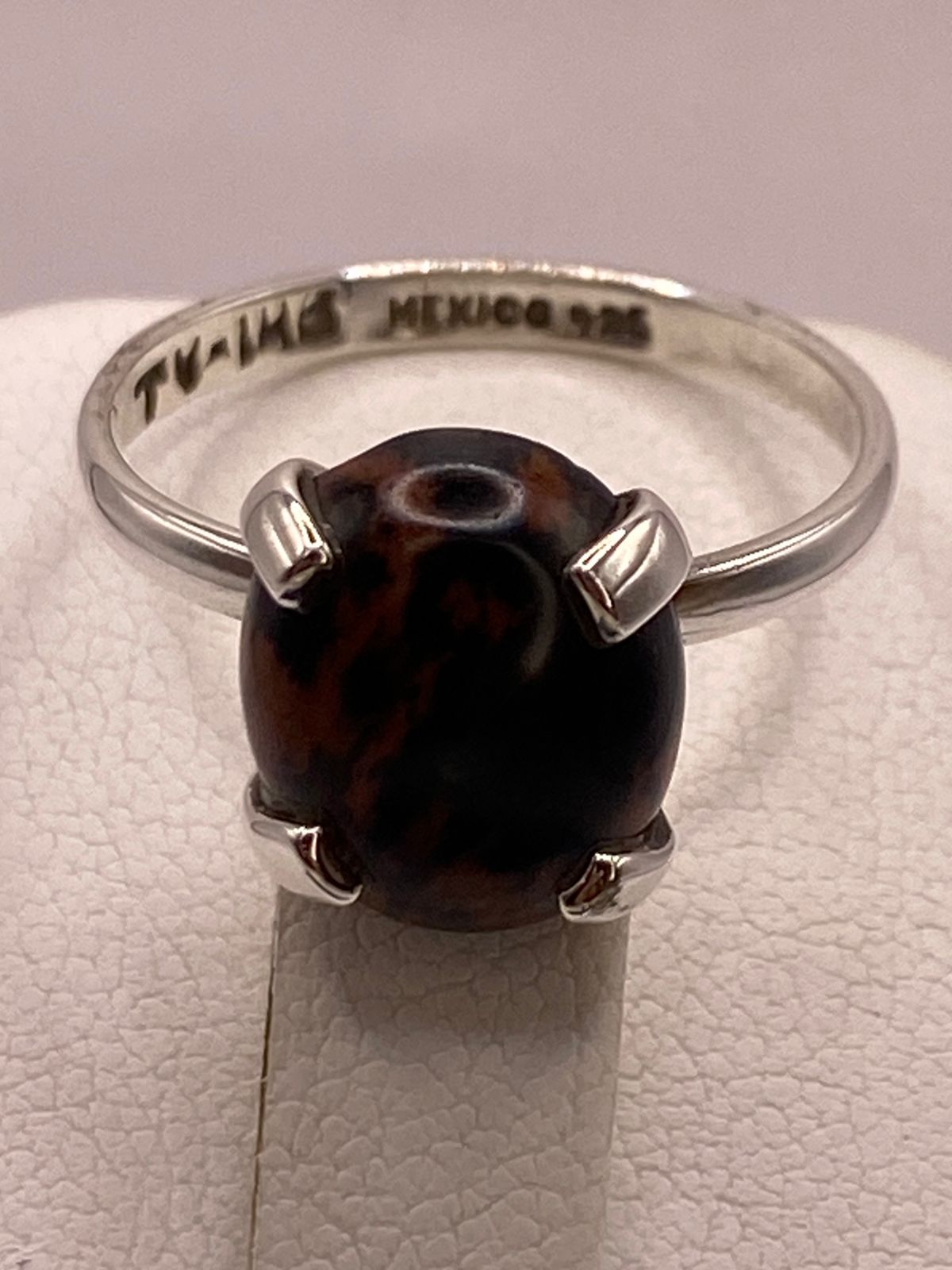 Anillo Artesanal de Plata Ley 925 con Ojo de Tigre Natural