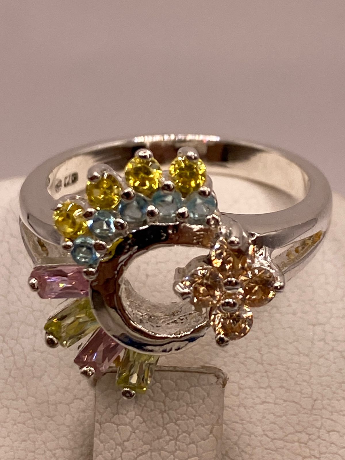 Anillo Circular Multicolor de Plata 925 con Zirconias