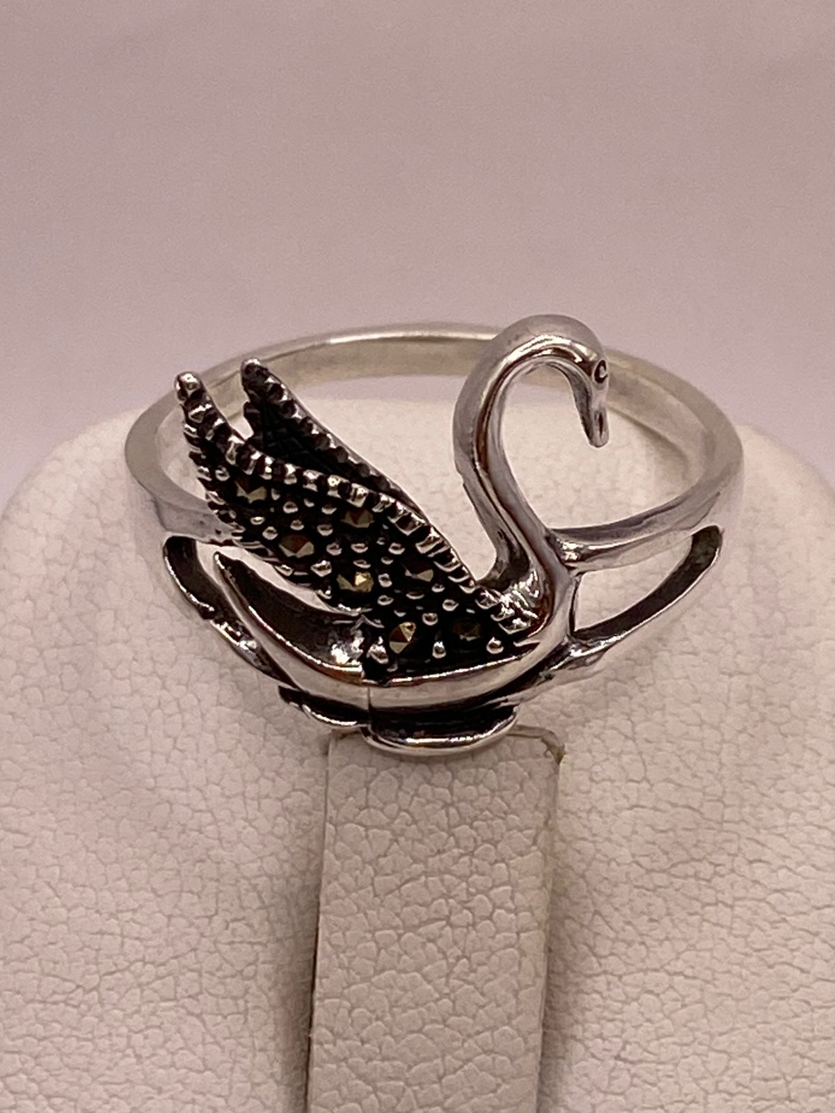 🦢 Anillo Cisne con Marquesitas en Plata Ley 925