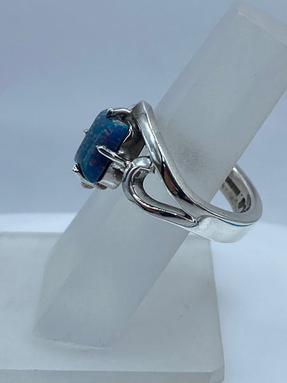 Anillo Contemporáneo con Ópalo de Fuego en Plata Ley .925, vista superior