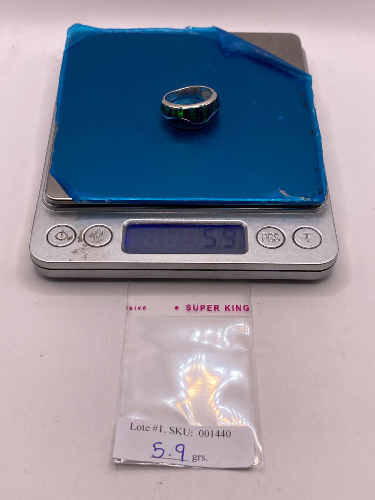 Anillo Contemporáneo de Plata Ley 925 con Ópalo de Fuego Azul Marino