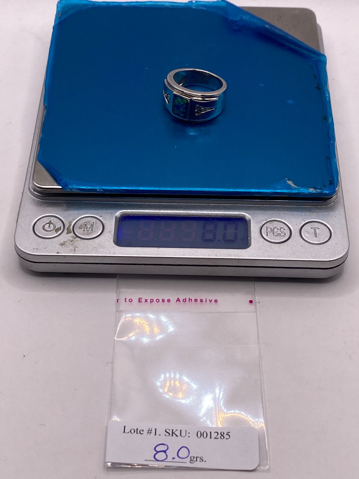 Anillo Contemporáneo de Plata Ley 925 con Ópalo de Fuego Azul Verde
