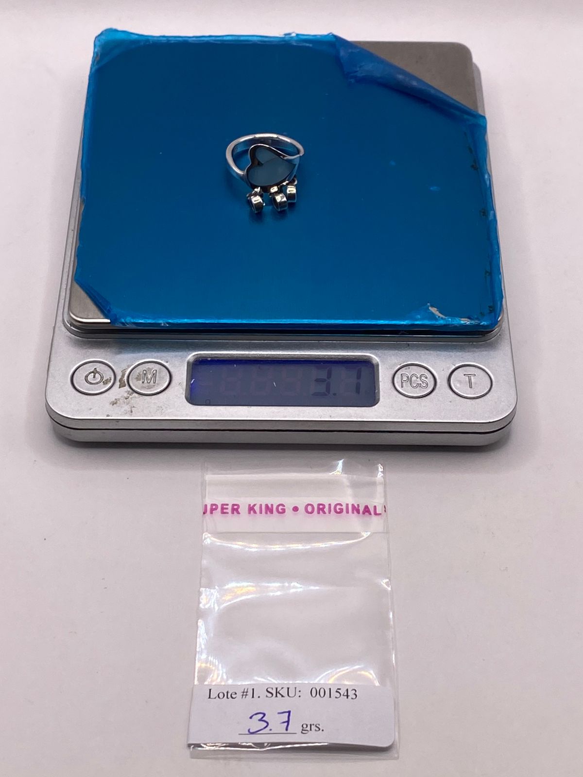 Anillo Corazón Artesanal de Plata Ley 925 con Nácar Azul