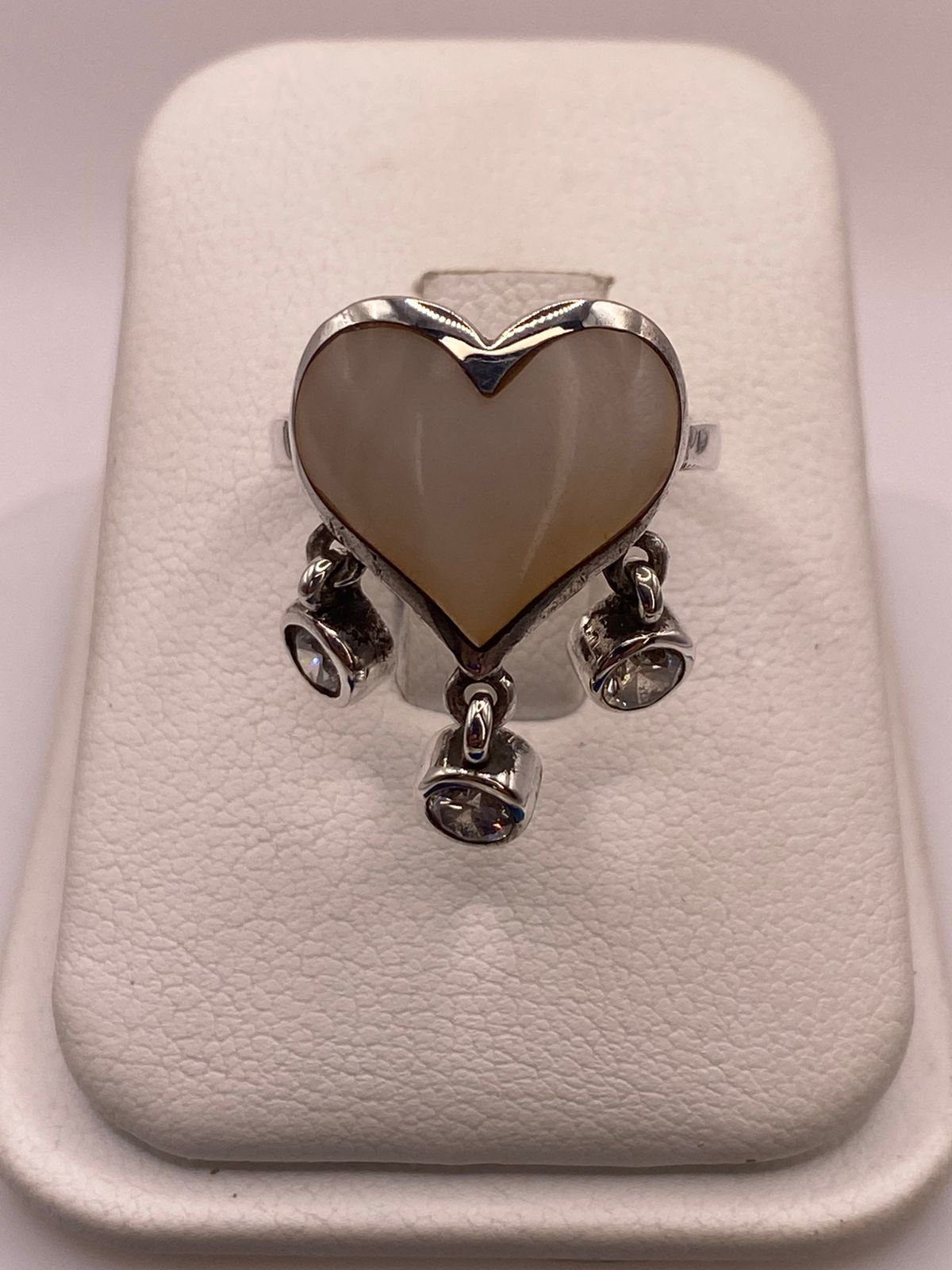 Anillo Corazón Artesanal de Plata Ley 925 con Nácar Natural