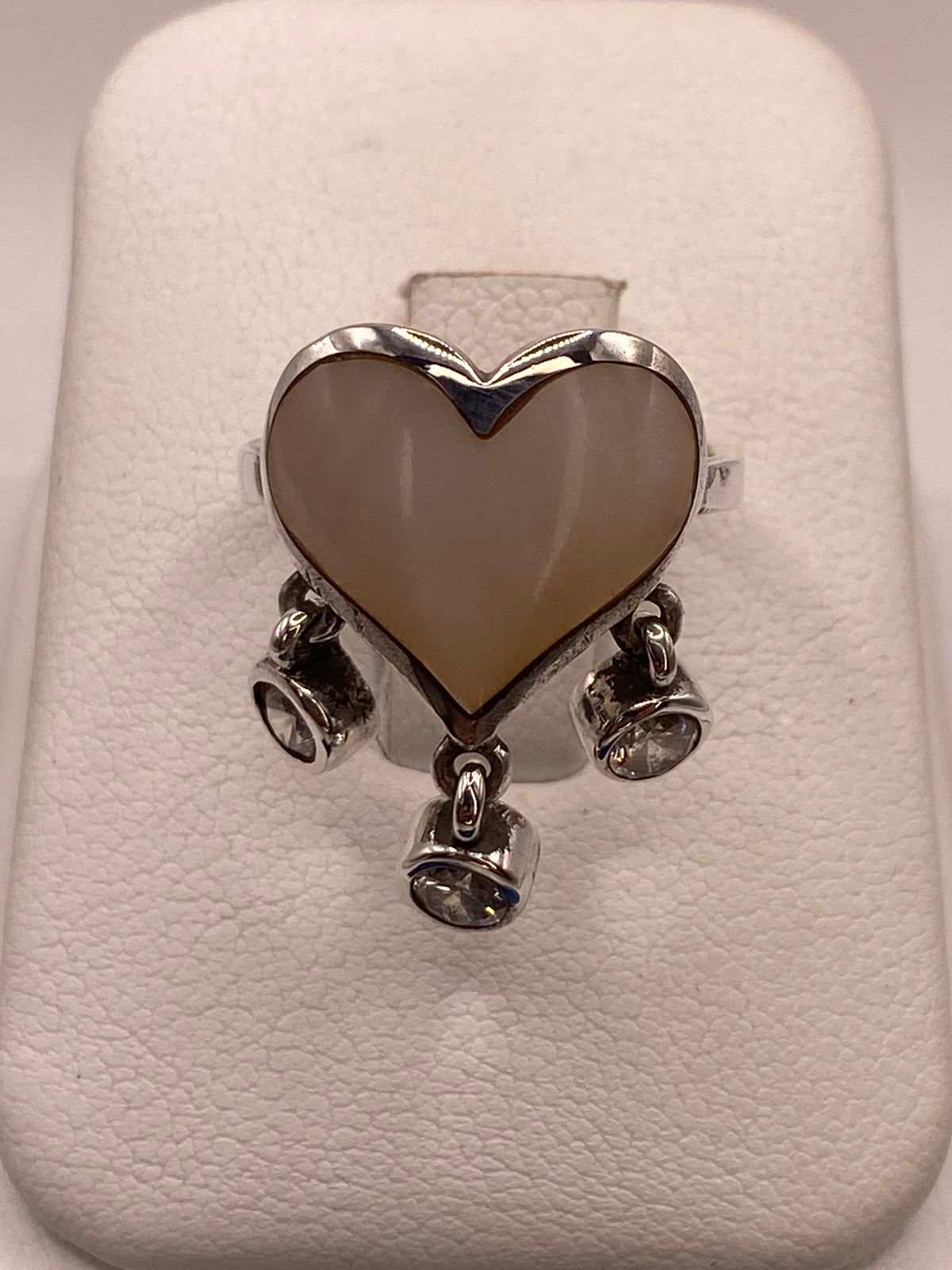 Anillo Corazón Artesanal de Plata Ley 925 con Nácar Natural