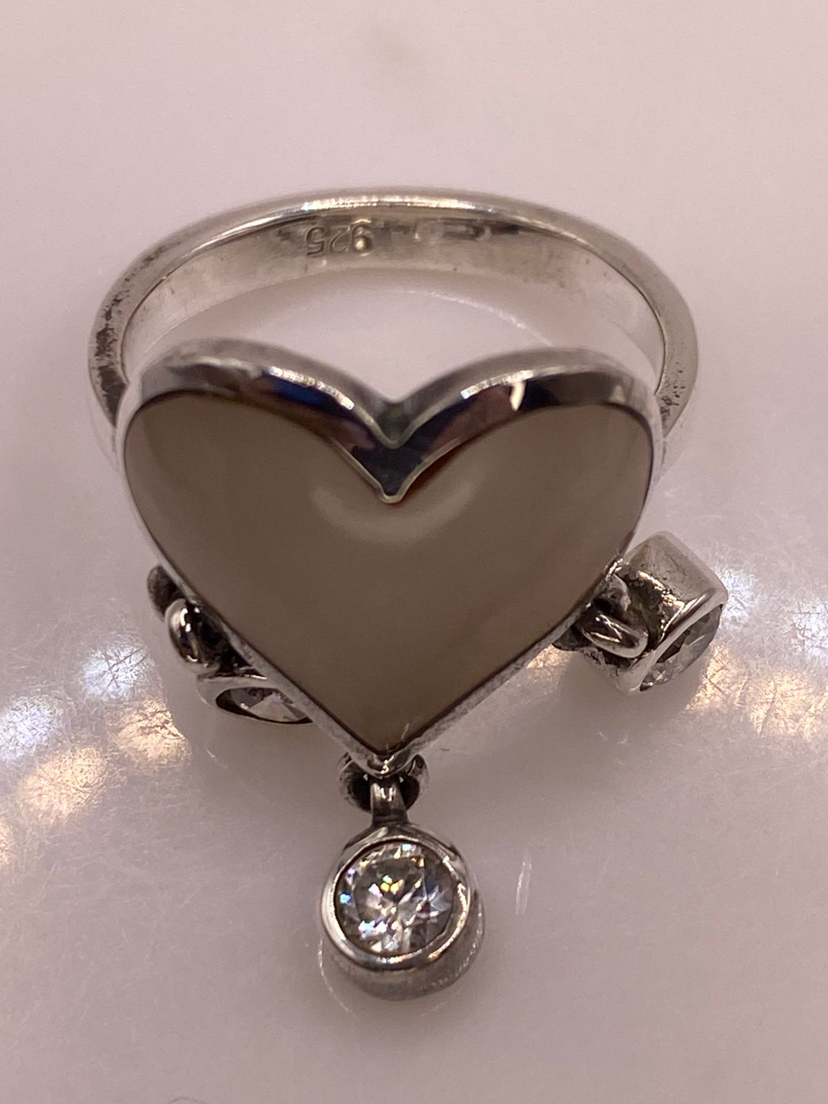 Anillo Corazón Artesanal de Plata Ley 925 con Nácar Natural