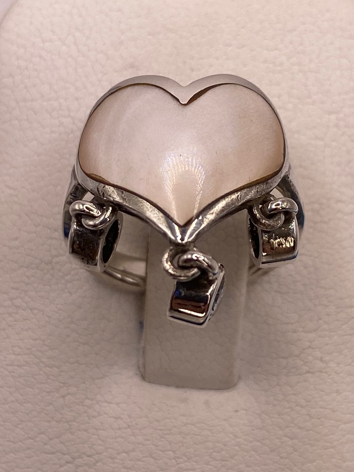 Anillo Corazón Artesanal de Plata Ley 925 con Nácar Natural