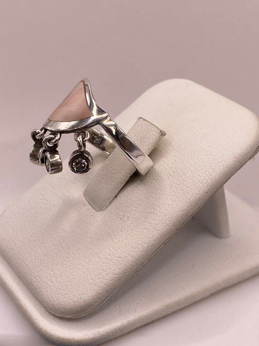 Anillo Corazón Artesanal de Plata Ley 925 con Nácar Natural, vista frontal