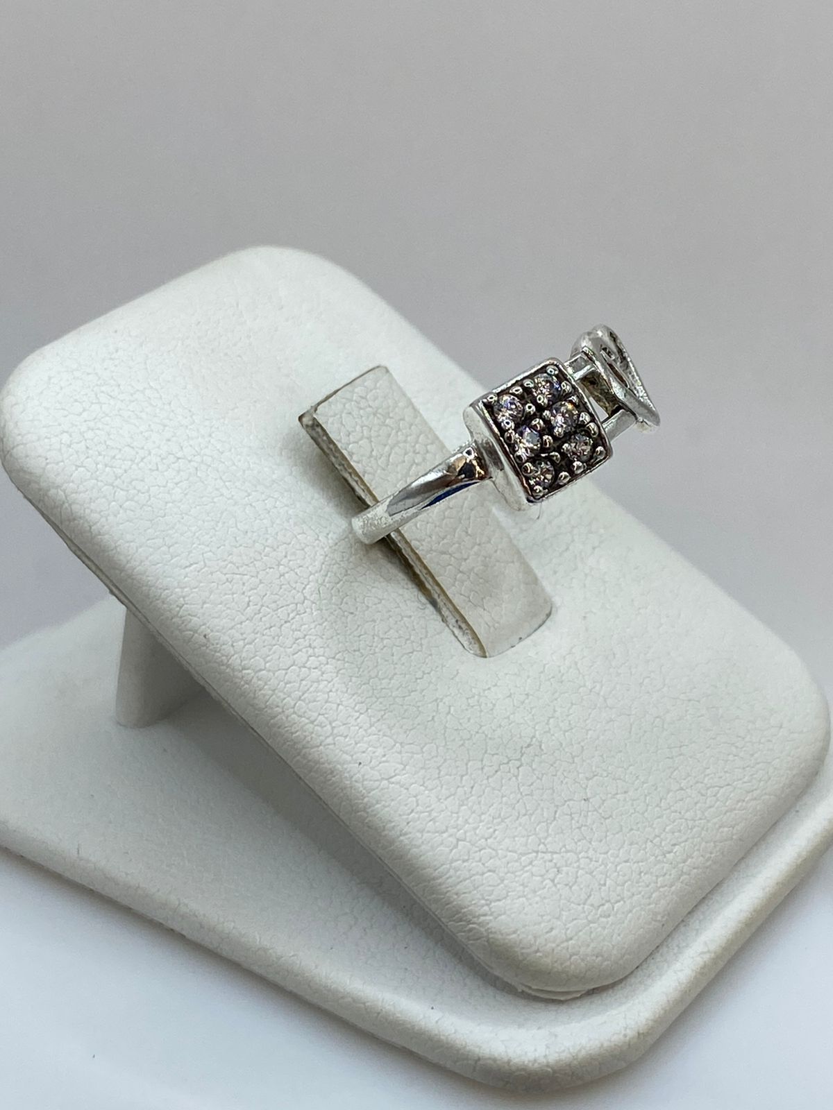 Anillo Corazón y Candado con Zirconia en Plata 925