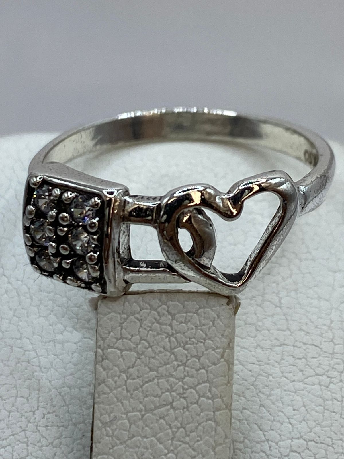 Anillo Corazón y Candado con Zirconia en Plata 925