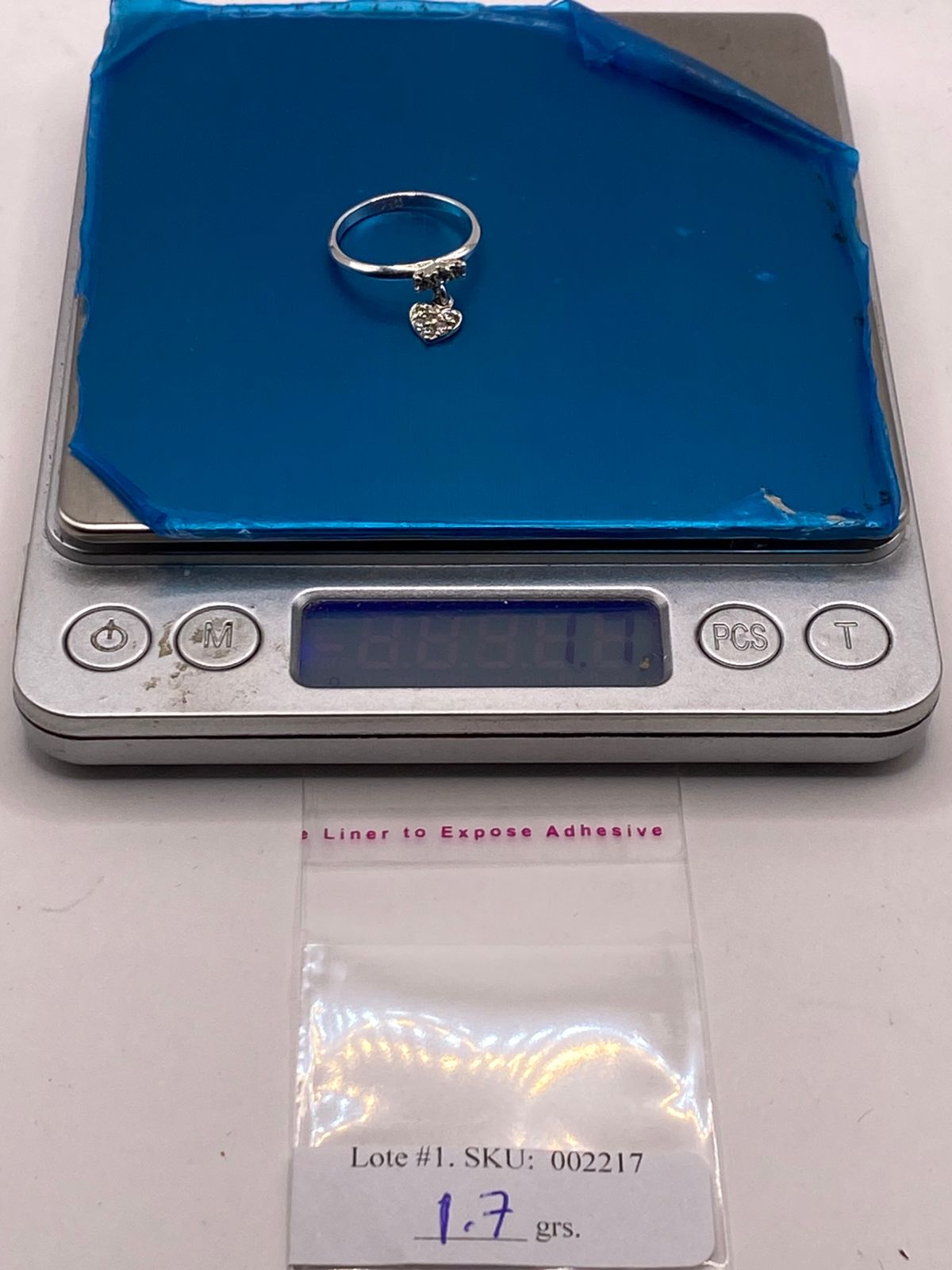 Anillo de Corazón Colgante con Zirconias Blancas en Plata Ley 925