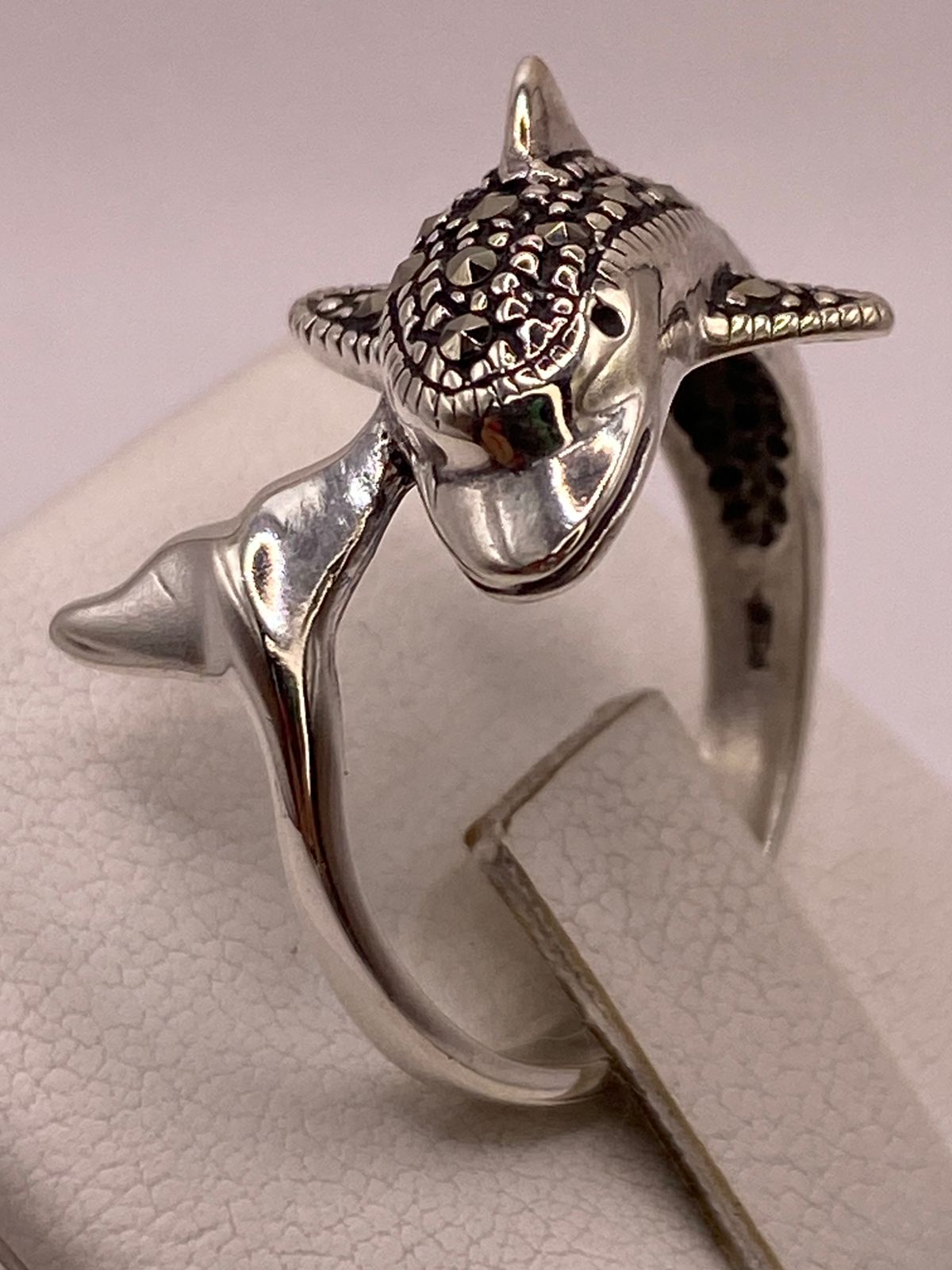 🐬 Anillo Delfín con Marquesitas en Plata Ley 925