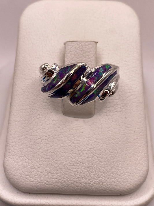 Anillo Envolvente de Plata Ley 950 con Ópalo de Fuego, vista frontal