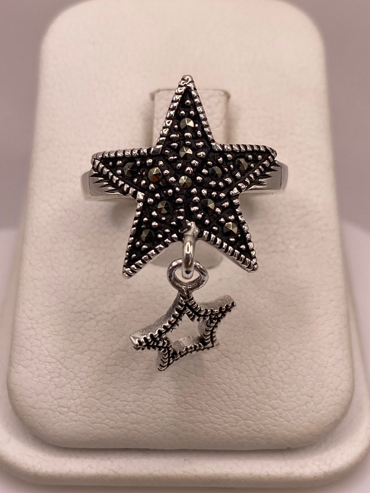 ⭐ ANILLO ESTRELLA CON MARQUESITAS EN PLATA LEY 925