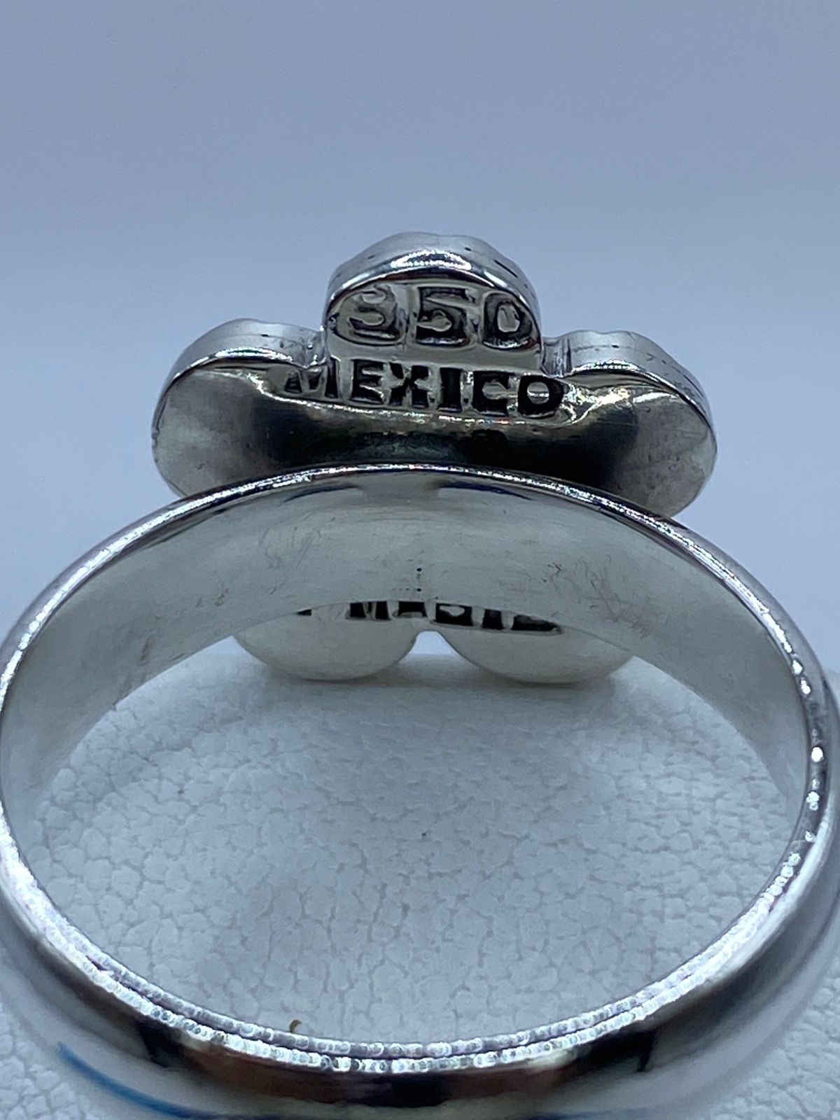 Anillo Flor de Plata .950 con Ópalo de Fuego