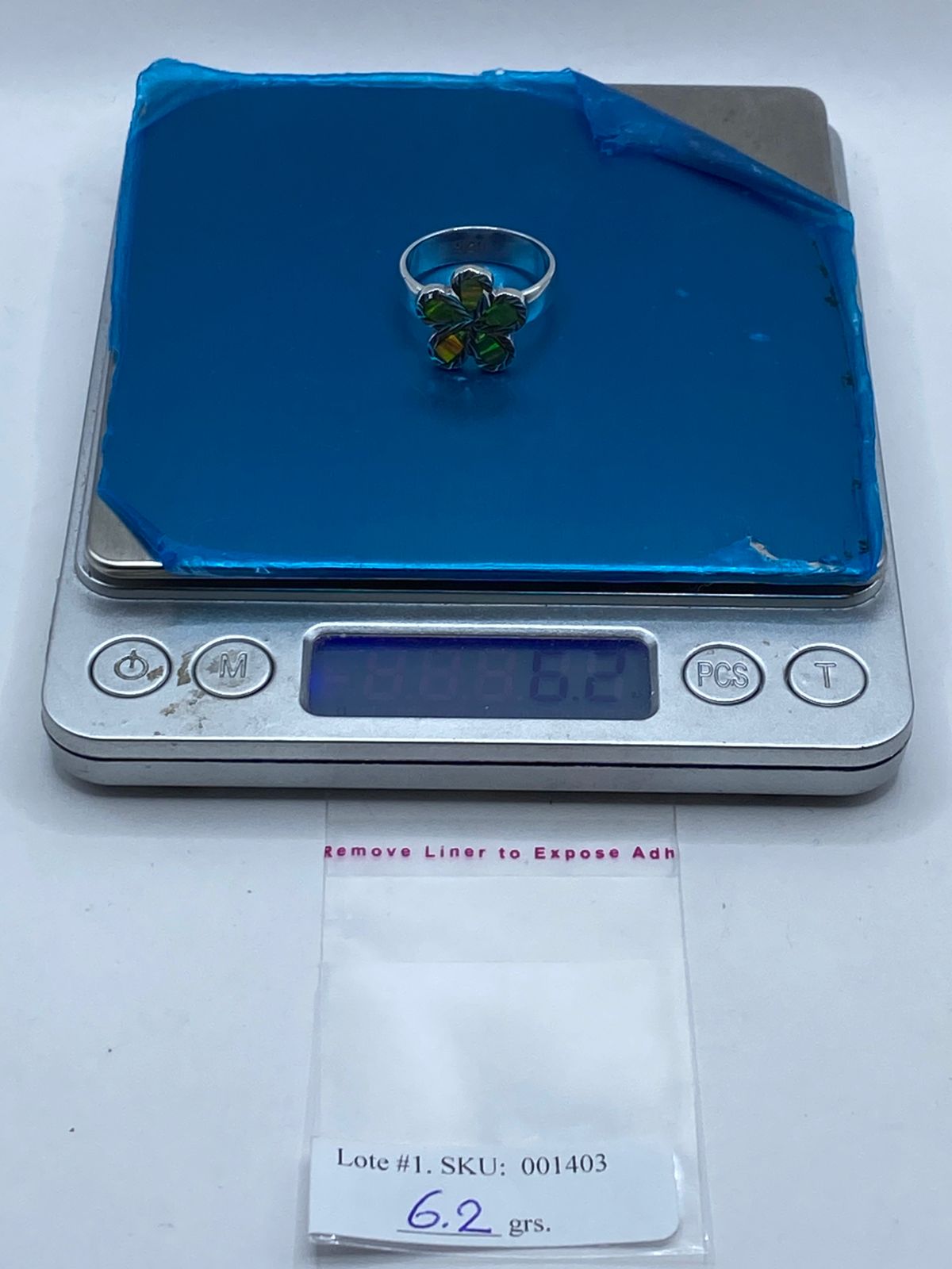 Anillo Flor de Plata .950 con Ópalo de Fuego