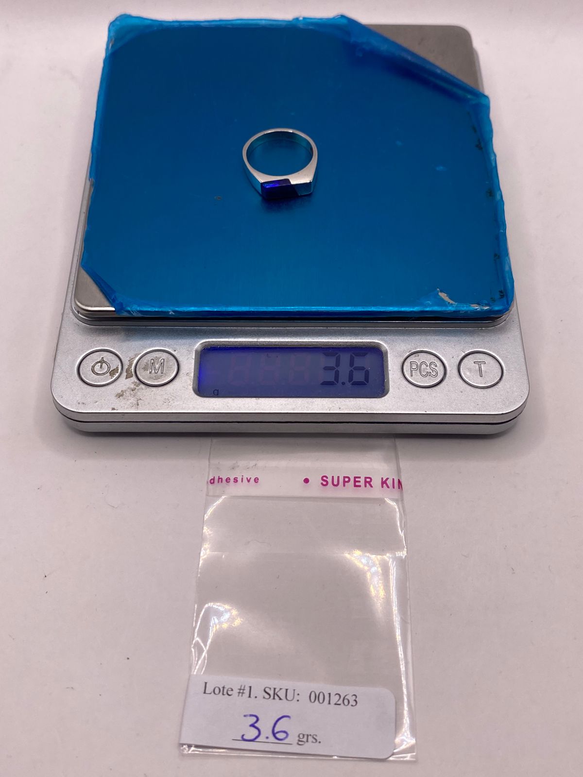 Anillo Geométrico de Plata Ley 950 con Ópalo Azul