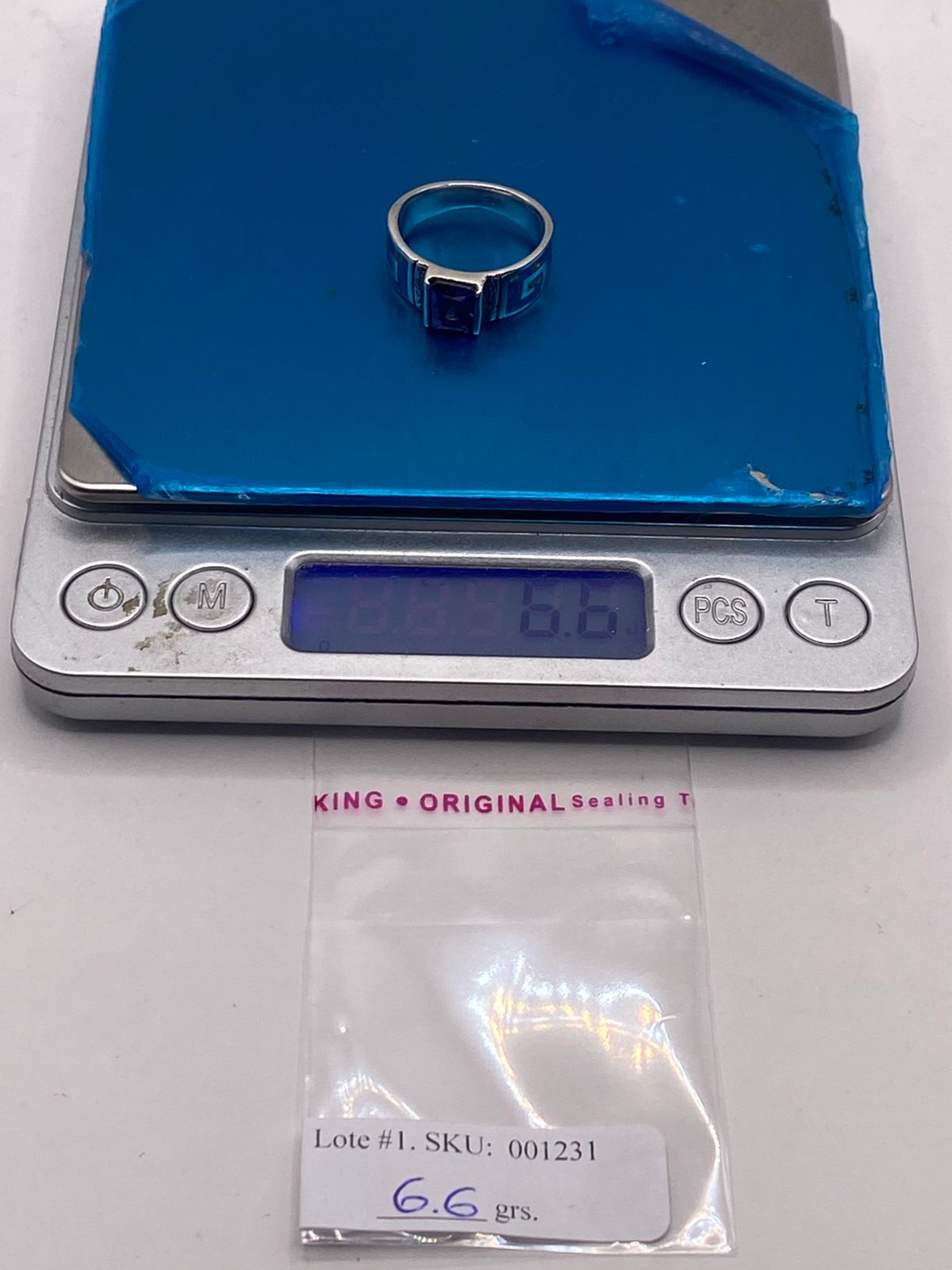 💍💜 ANILLO GRECA ÓPALO AZUL-VERDE & ZIRCONIA AMATISTA  PLATA 950