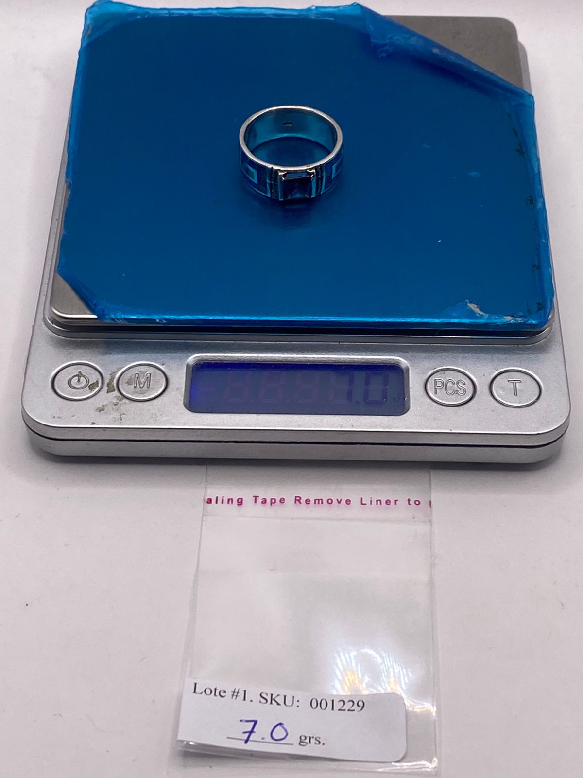 Anillo Greca Ópalo de Fuego Azul Oceáno & Zirconia Zafiro Plata 950