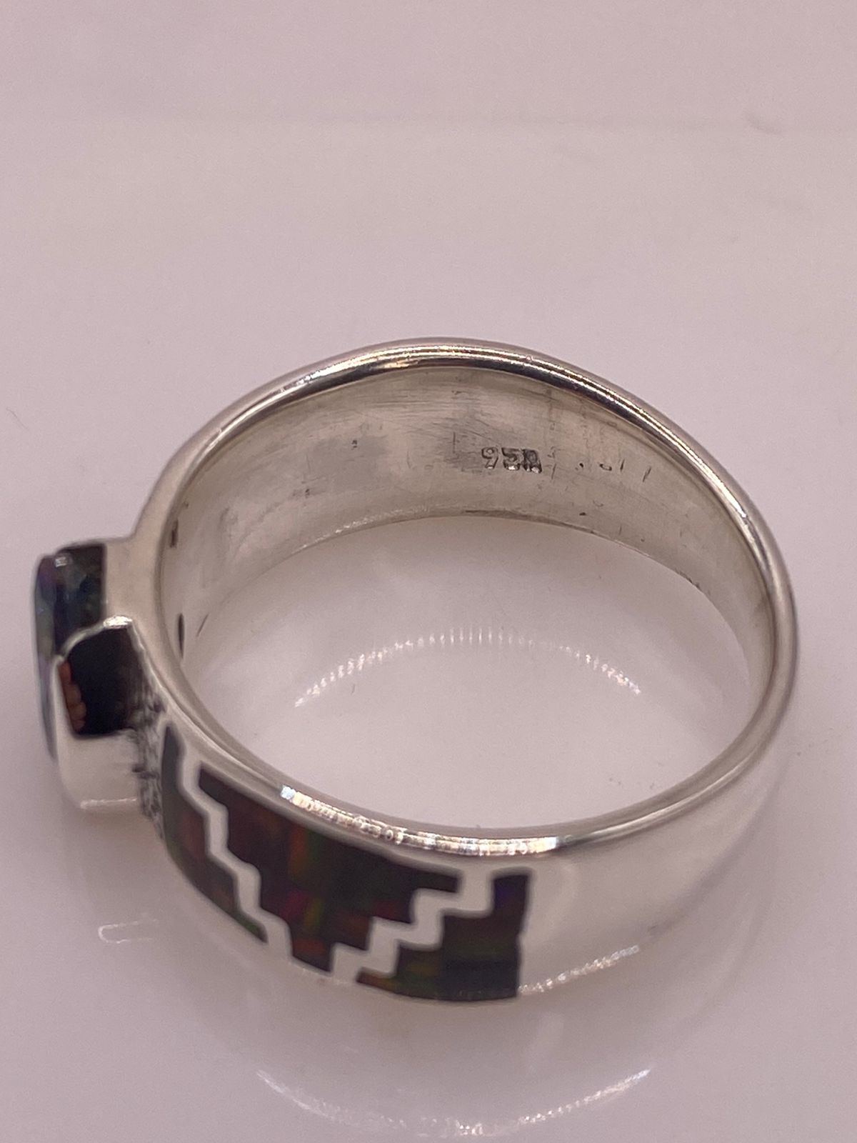 ANILLO GRECA ÓPALO DE FUEGO ROJO & ZIRCONIA MÍSTICA PLATA 950