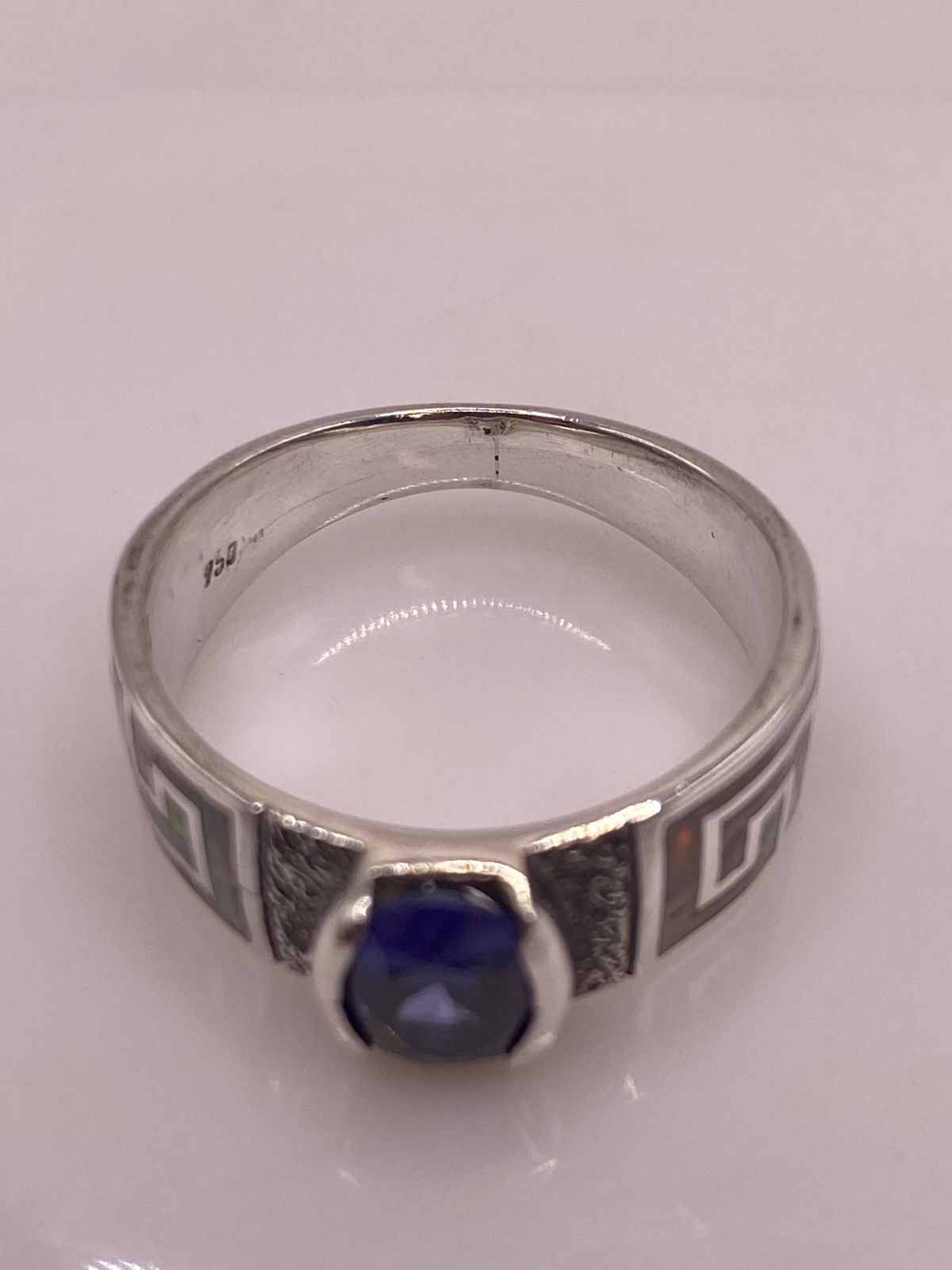 Anillo Greca Ópalo Multicolor & Zirconia Tanzanita Plata 950