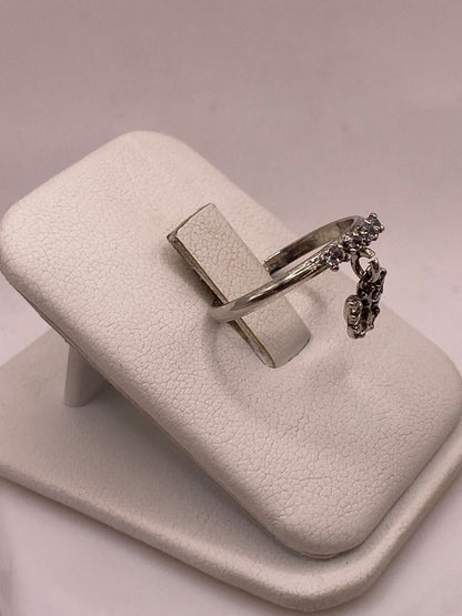 Anillo de Mariposa Colgante con Zirconias Blancas en Plata Ley 925