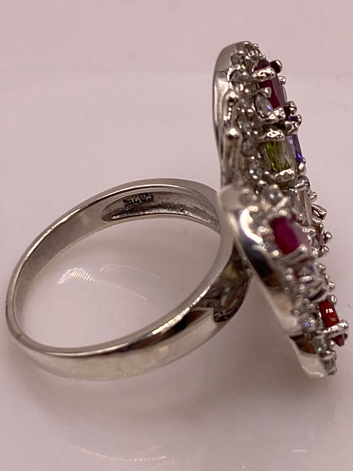 Anillo Mariposa Multicolor con Zirconias Brillantes en Plata Ley 925