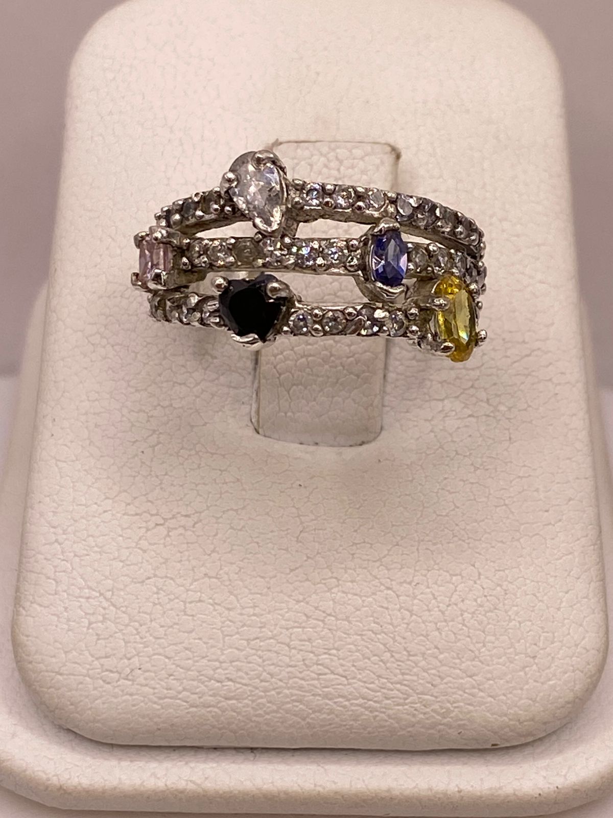 Anillo Multicolor con Zirconias en Plata Ley 925