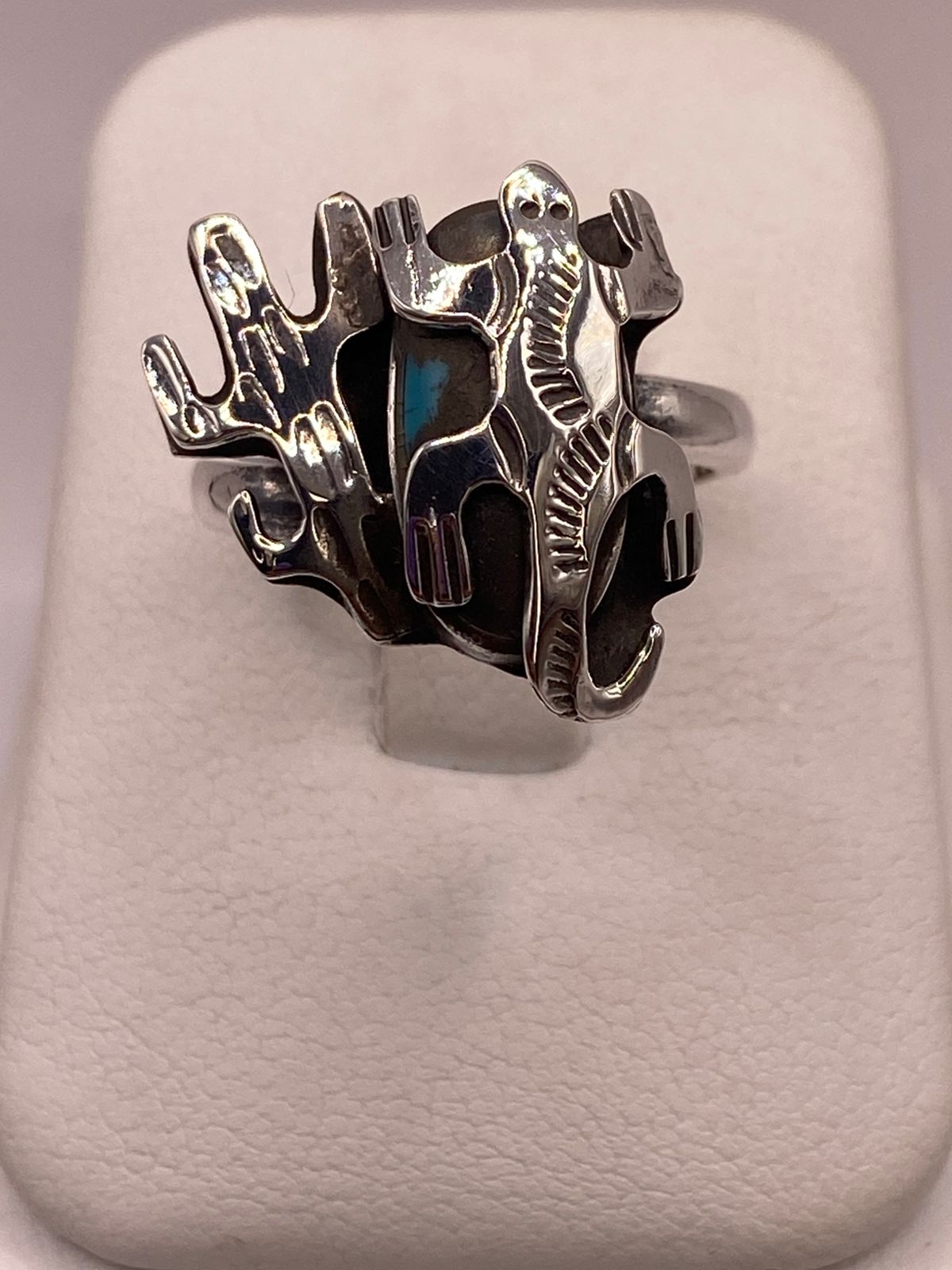 Anillo Navajo de Plata Ley 925 con Turquesa Natural
