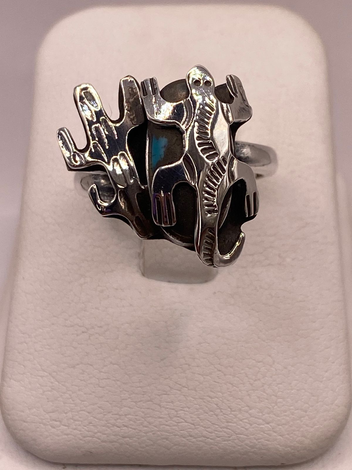 Anillo Navajo de Plata Ley 925 con Turquesa Natural