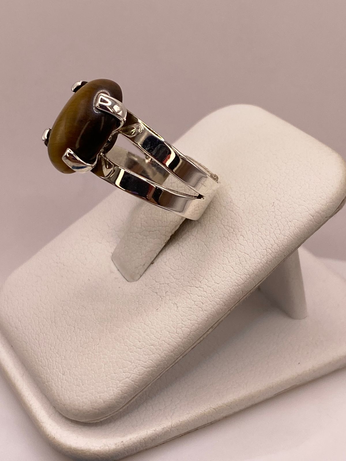 ANILLO OJO DE TIGRE DE PLATA LEY 925